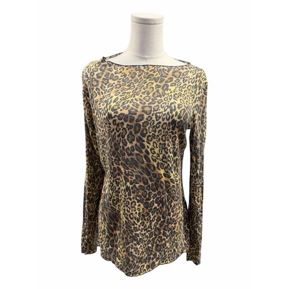 Intimissimi Long Sleeve Modal Cashmere Leopard Print Top - Picture 2 of 4